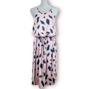 LOFT Mauve Lavender Leaf Print Dress